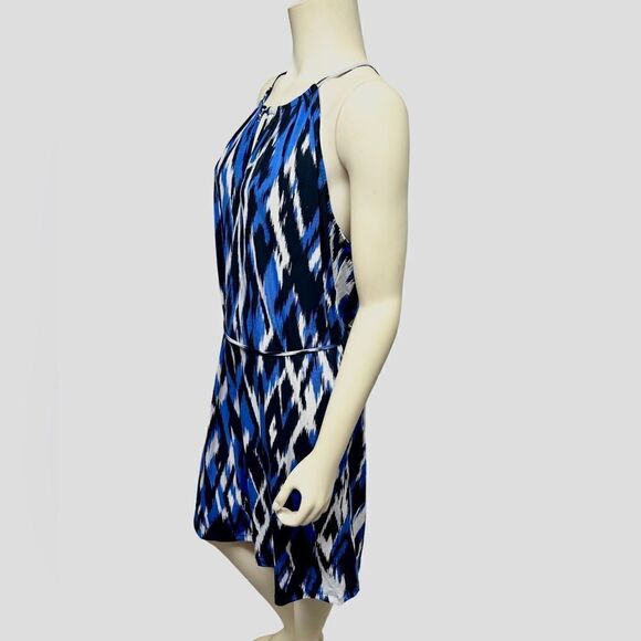 Banana Republic Blue and Black Sleeveless Spaghetti Strap Knee Length Dress Tie - Picture 3 of 7